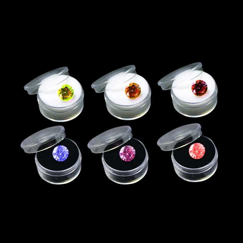 12Pcs/lot Round Bare Diamond Box Diamond Gemstone Bead Storage Box Jewelry Sample Clear Display Container Gem Packaging Case