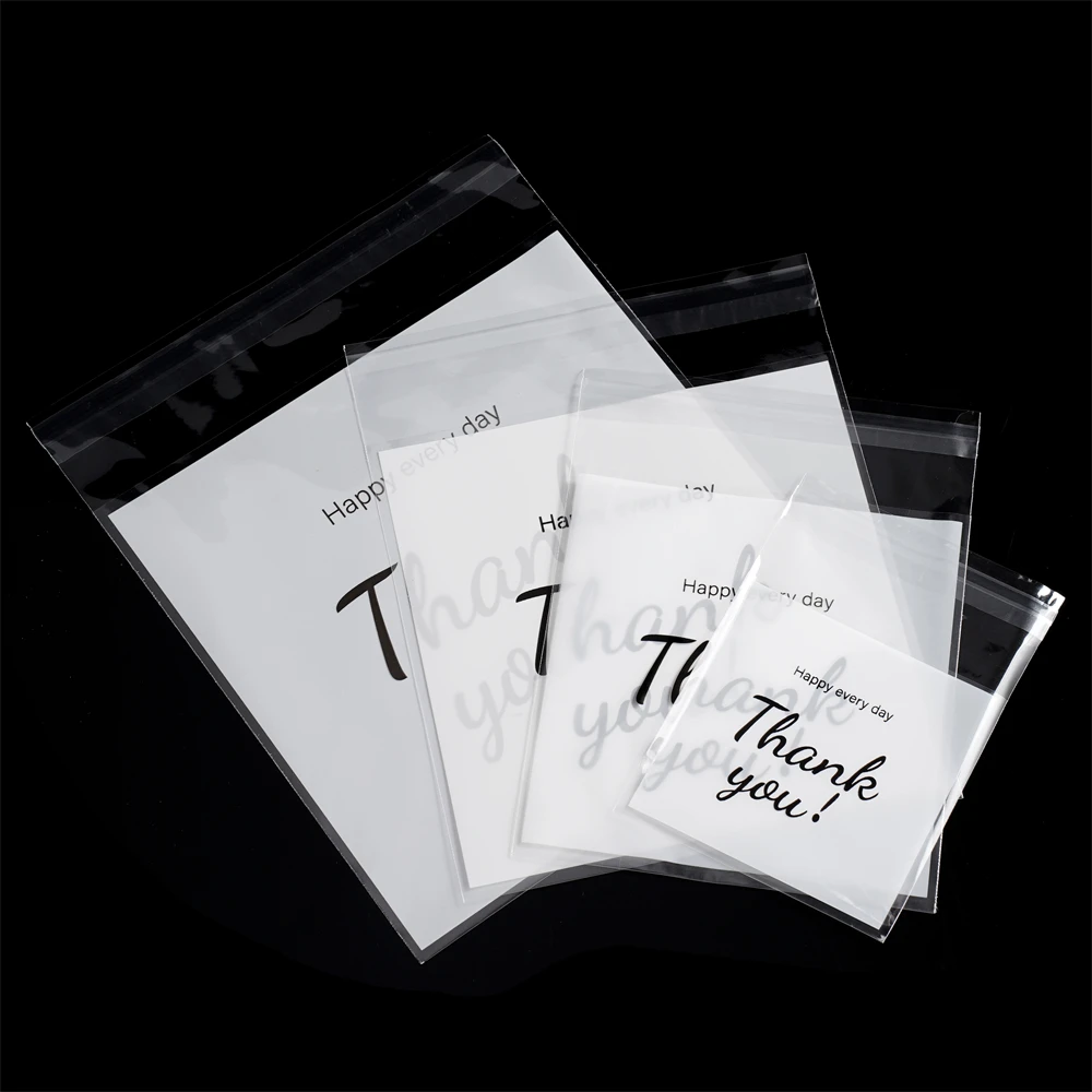 100pcsTransparent Plastic Bag Thank You Self-adhesive Bags for Homemade Party Gifts Beads Earrings Bag DIY Jewelry Packaging Bag