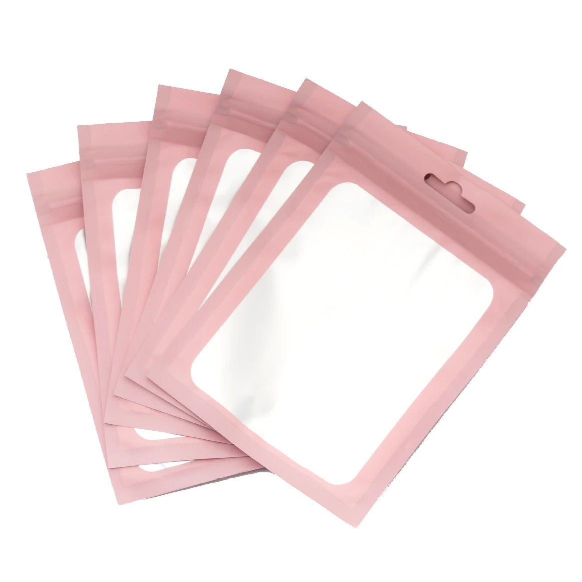 50pcs Colorful Plastic Hang Bags Pouch Self Sealing Reusable Small Little Ziplock Display Ring Necklace Gift Jewelry Packaging