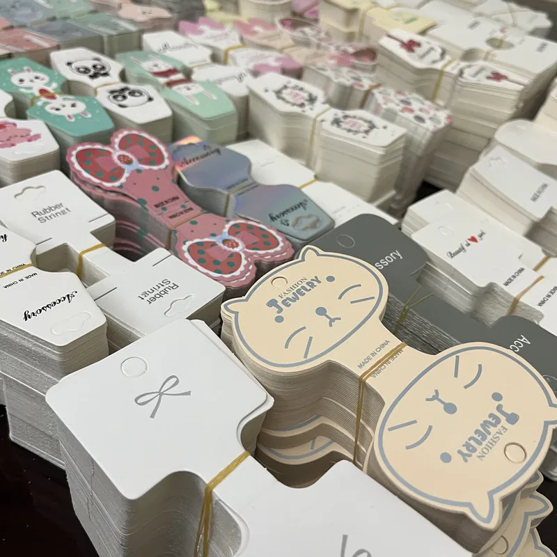 50pcs 9x3.5cm Kraft Paper Packing for Necklace Bracelets Jewelry Display Cards Handmade Jewelry Hairband Price Tags Card Holder