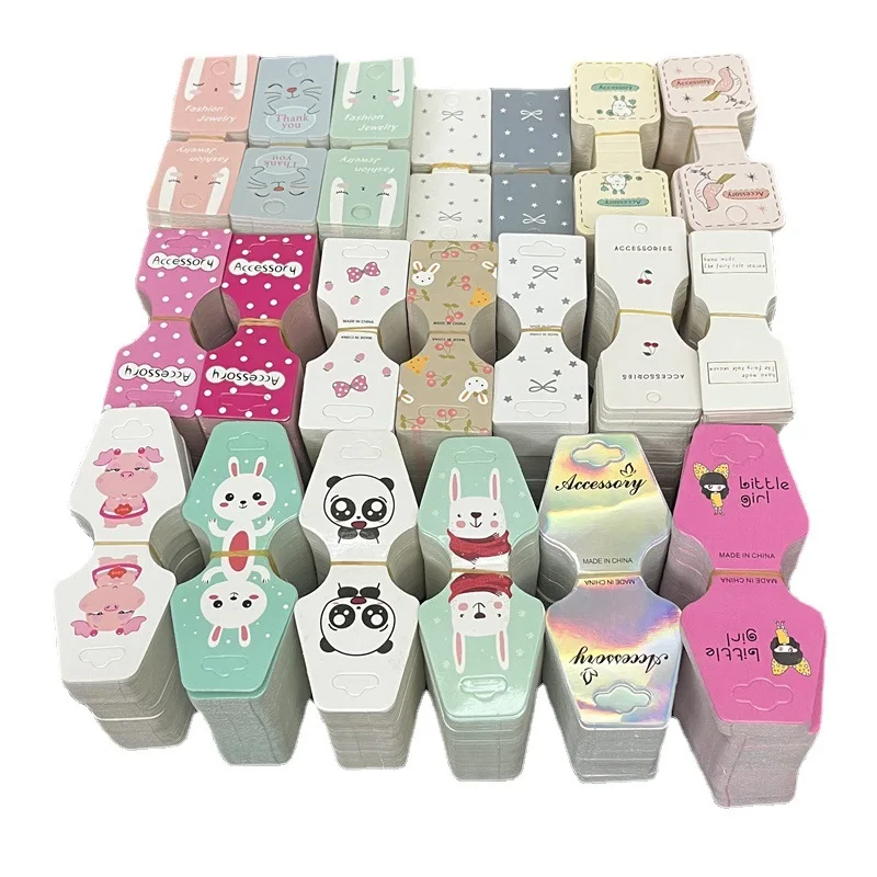 50pcs 9x3.5cm Kraft Paper Packing for Necklace Bracelets Jewelry Display Cards Handmade Jewelry Hairband Price Tags Card Holder
