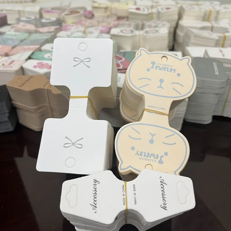 50pcs 9x3.5cm Kraft Paper Packing for Necklace Bracelets Jewelry Display Cards Handmade Jewelry Hairband Price Tags Card Holder