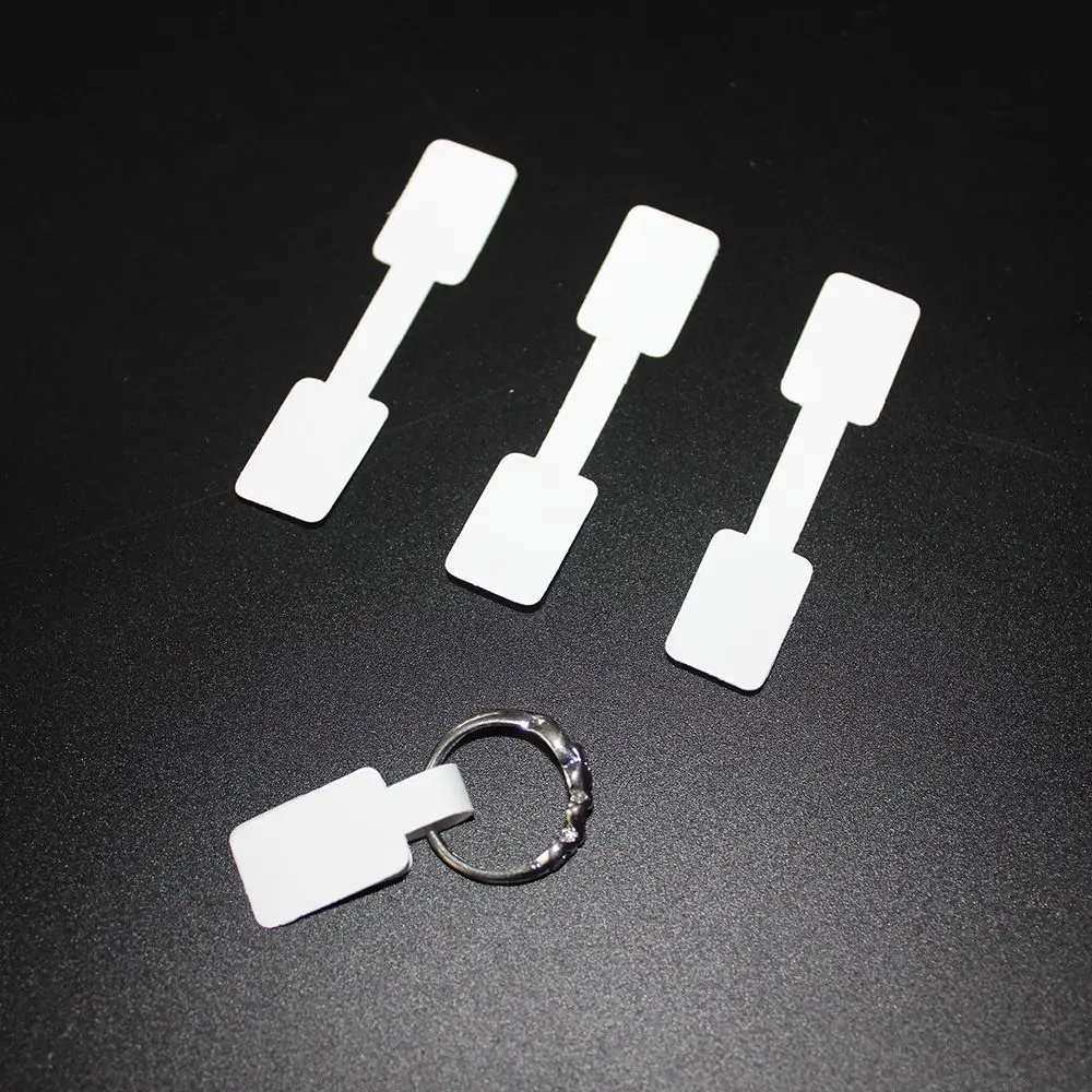 White Jewelry Sticky Necklace Stickers Display Tags Paper Price Labels Hang Size Ring Sticker