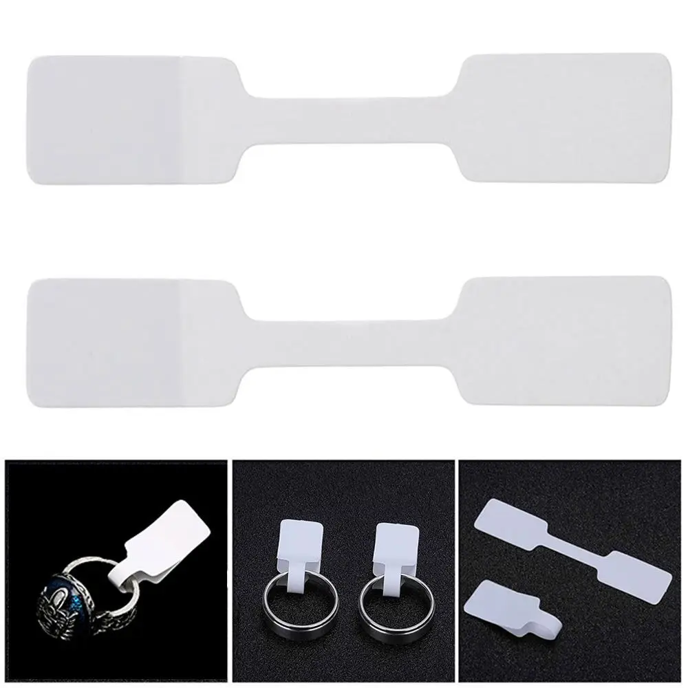 White Jewelry Sticky Necklace Stickers Display Tags Paper Price Labels Hang Size Ring Sticker