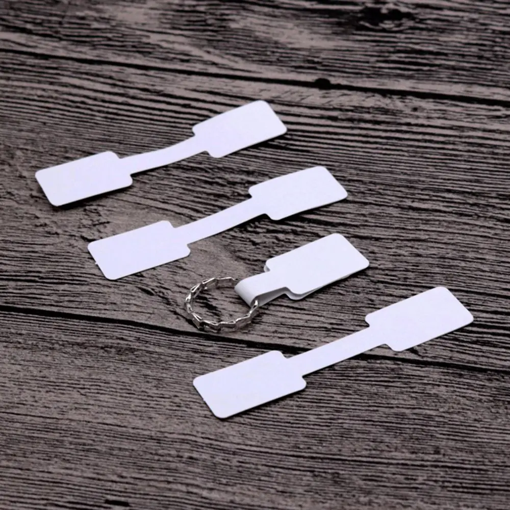 White Jewelry Sticky Necklace Stickers Display Tags Paper Price Labels Hang Size Ring Sticker