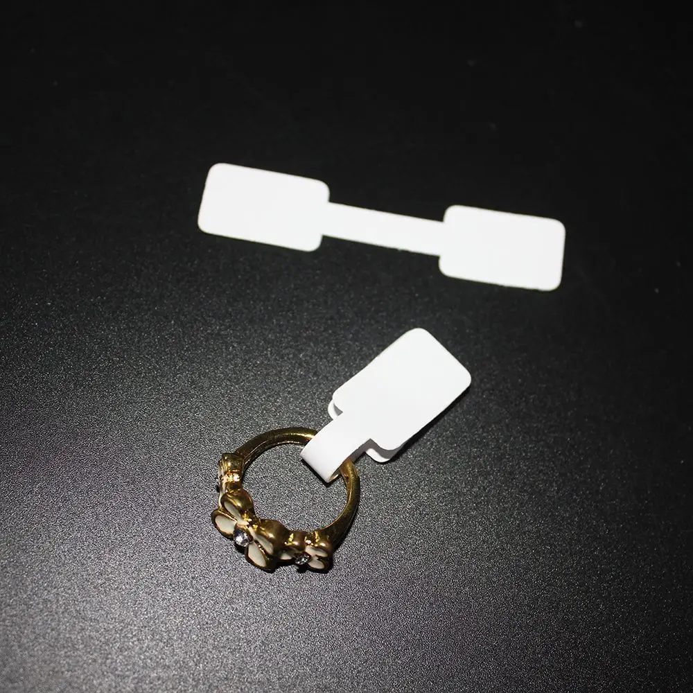 White Jewelry Sticky Necklace Stickers Display Tags Paper Price Labels Hang Size Ring Sticker