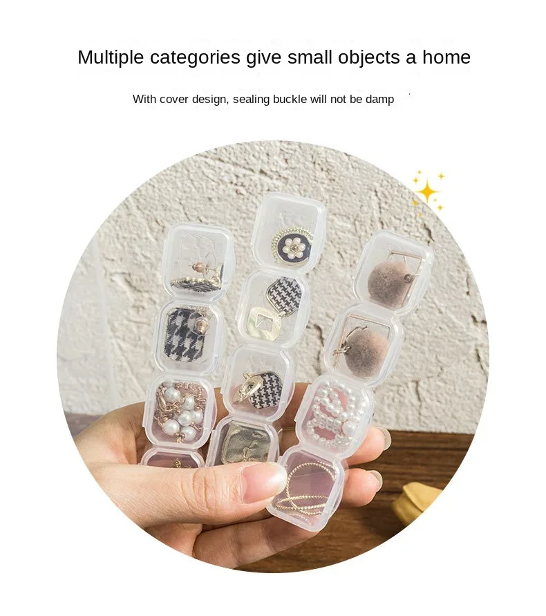 Portable Transparent Jewelry Box Earring Necklace Earring Tray Storage Box Small Earrings Anti-Oxidation Box