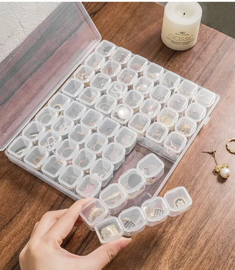 Portable Transparent Jewelry Box Earring Necklace Earring Tray Storage Box Small Earrings Anti-Oxidation Box