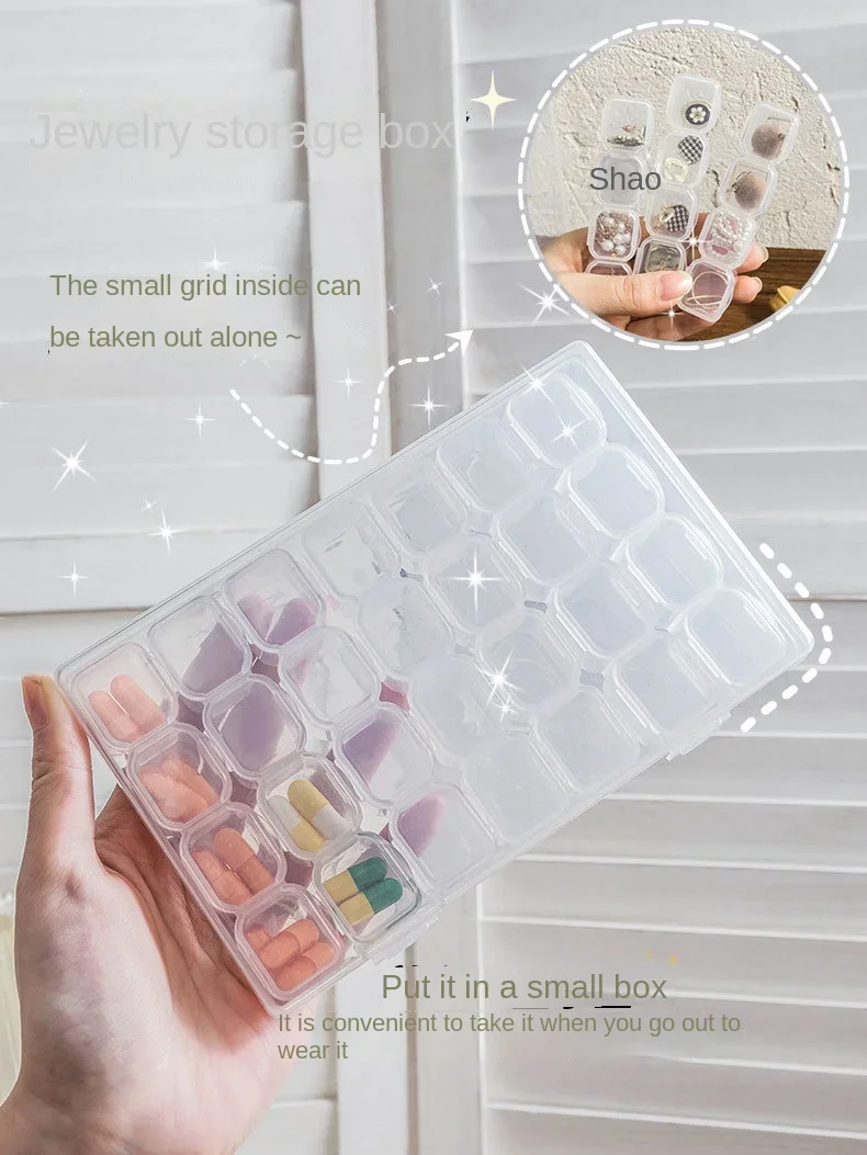Portable Transparent Jewelry Box Earring Necklace Earring Tray Storage Box Small Earrings Anti-Oxidation Box