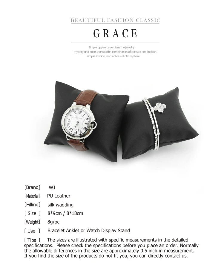 Wholesale Quality Leatherette Bracelet Bangle Pillow Stand Holder Chain Jewelry Display Showcase Watch Cushion Pillows for Box