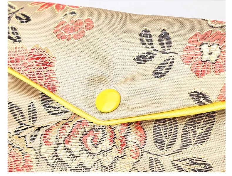 Chinese Brocade Handmade Silk Embroidery Padded Zipper Small Jewelry Gift Storage Pouch Bag Snap Case Satin Coin Purse Wholesale