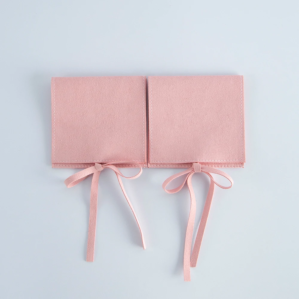 5pcs Jewelery Gift Bag Microfiber Jewellry Pouch with Ribbon Envelope Gift Packaging Organizer Bag for Ring Earrings Necklace