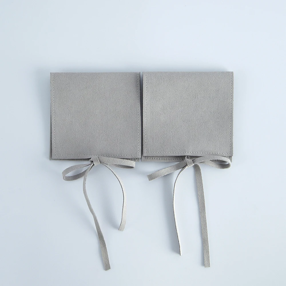 5pcs Jewelery Gift Bag Microfiber Jewellry Pouch with Ribbon Envelope Gift Packaging Organizer Bag for Ring Earrings Necklace