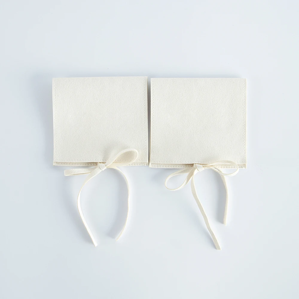 5pcs Jewelery Gift Bag Microfiber Jewellry Pouch with Ribbon Envelope Gift Packaging Organizer Bag for Ring Earrings Necklace