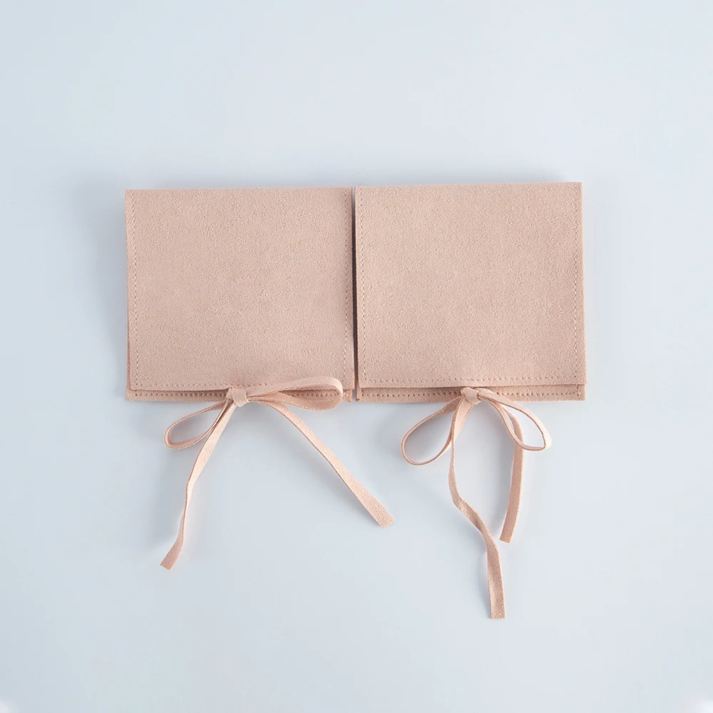 5pcs Jewelery Gift Bag Microfiber Jewellry Pouch with Ribbon Envelope Gift Packaging Organizer Bag for Ring Earrings Necklace