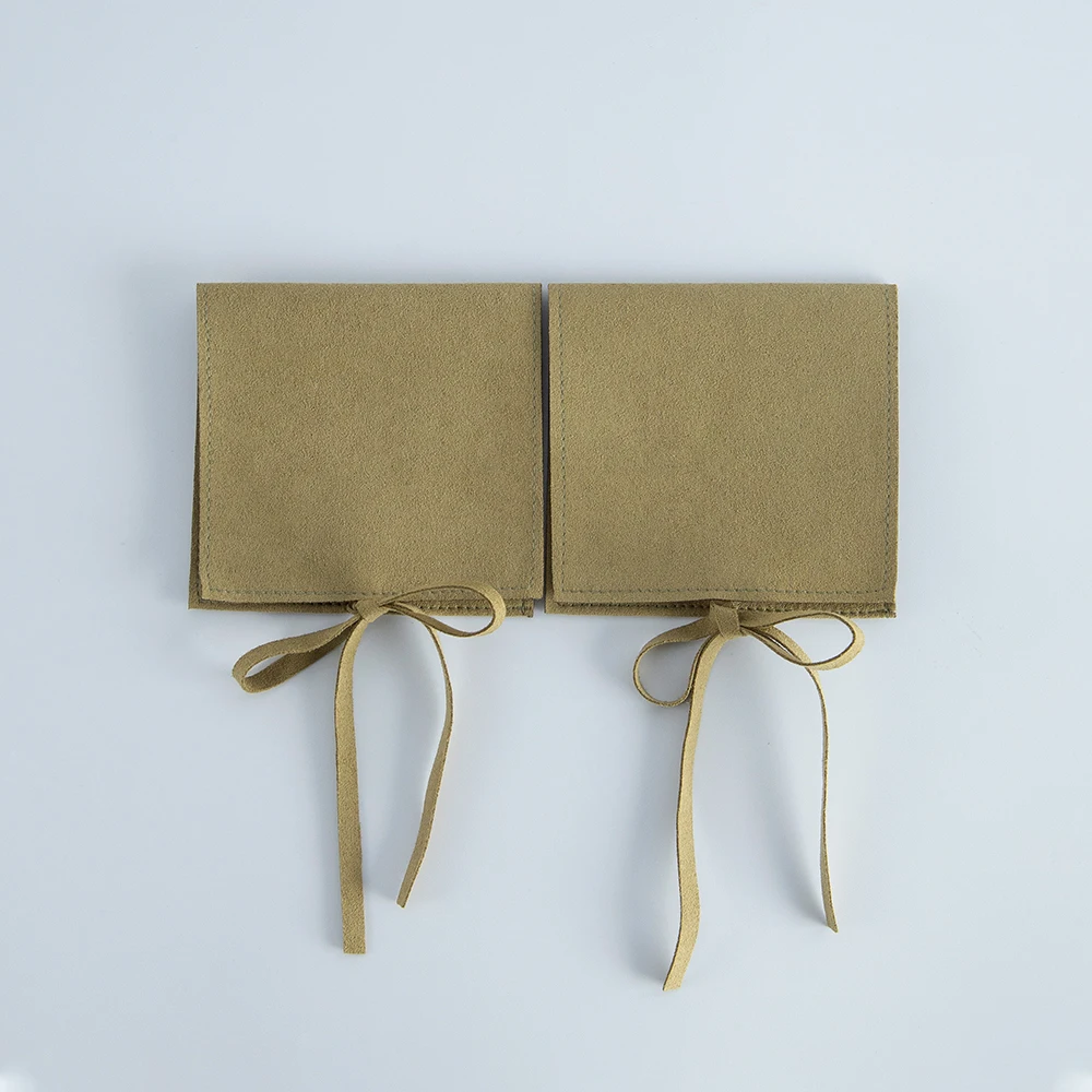 5pcs Jewelery Gift Bag Microfiber Jewellry Pouch with Ribbon Envelope Gift Packaging Organizer Bag for Ring Earrings Necklace
