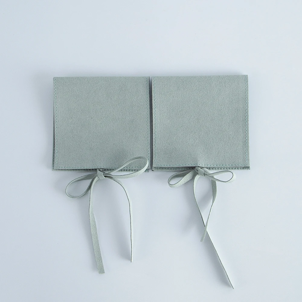 5pcs Jewelery Gift Bag Microfiber Jewellry Pouch with Ribbon Envelope Gift Packaging Organizer Bag for Ring Earrings Necklace