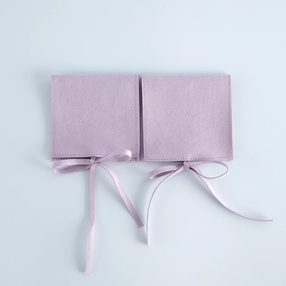 5pcs Jewelery Gift Bag Microfiber Jewellry Pouch with Ribbon Envelope Gift Packaging Organizer Bag for Ring Earrings Necklace