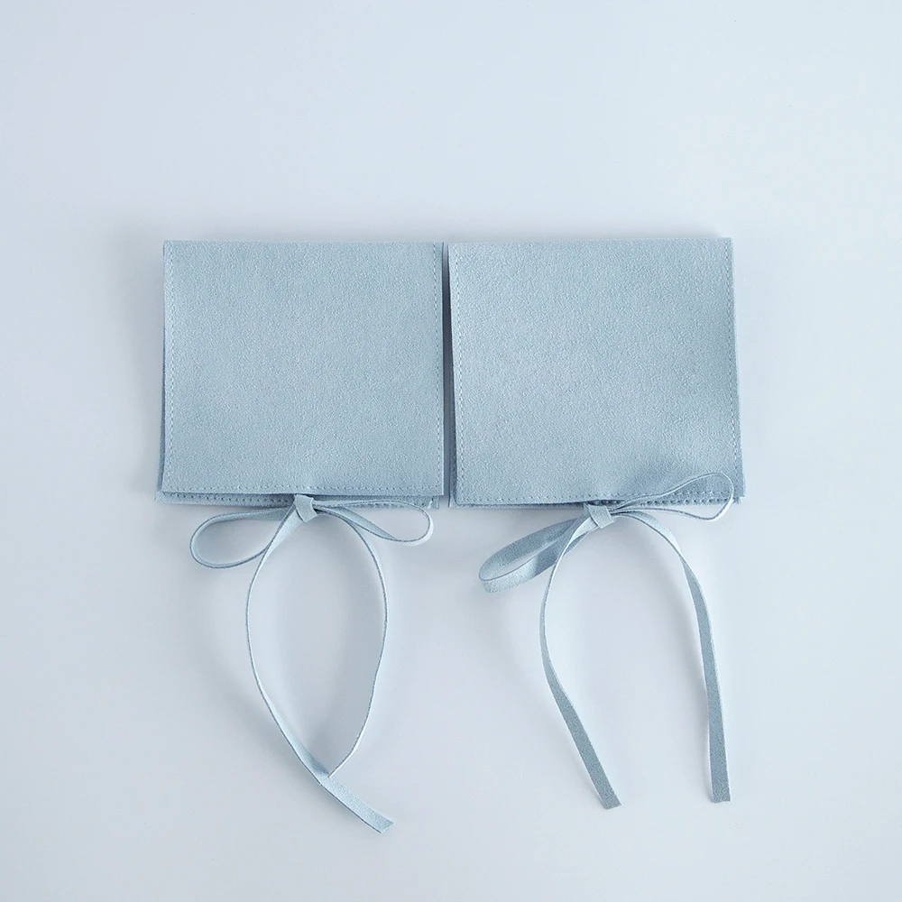 5pcs Jewelery Gift Bag Microfiber Jewellry Pouch with Ribbon Envelope Gift Packaging Organizer Bag for Ring Earrings Necklace