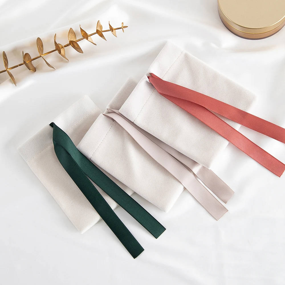 5Pcs Beige Velvet Bag Jewelry Suede Gift 7x9cm 10x12cm 12x15cm 15x20cm Packaging Wedding Favors Candy Earrings Bracelet Pouches