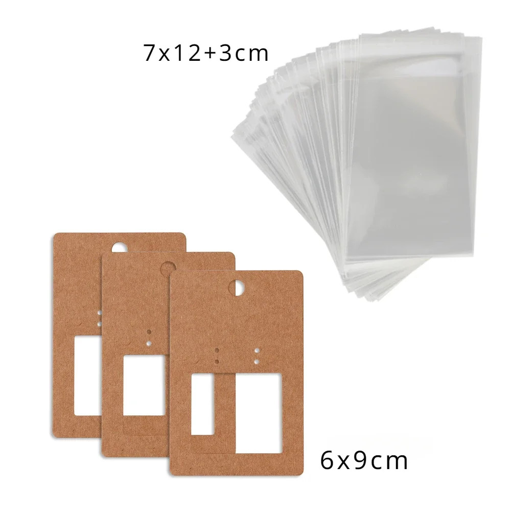 50Pcs 6x9cm Hangable Earrings Jewelry Display Kraft Card With Or Without Bags Wholesale Packaging Half Frame Personalized Design