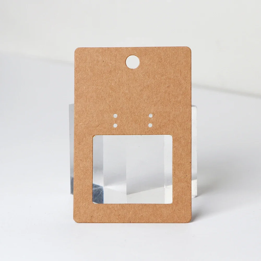 50Pcs 6x9cm Hangable Earrings Jewelry Display Kraft Card With Or Without Bags Wholesale Packaging Half Frame Personalized Design