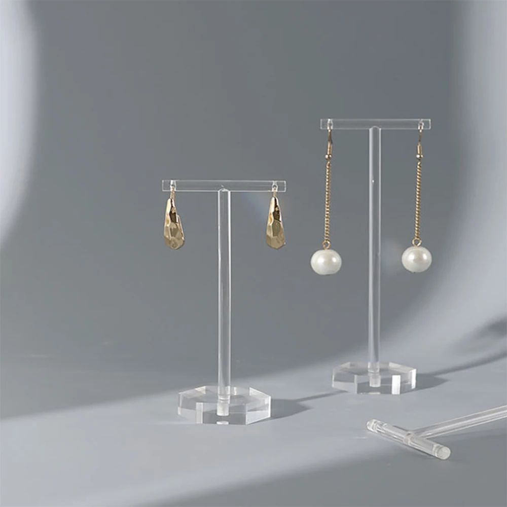 Fashion Style Clear Acrylic Earrings Display Holder Acrylic Jewelry Display Holder T Shape Stud Earrings Drop Earrings Showcase