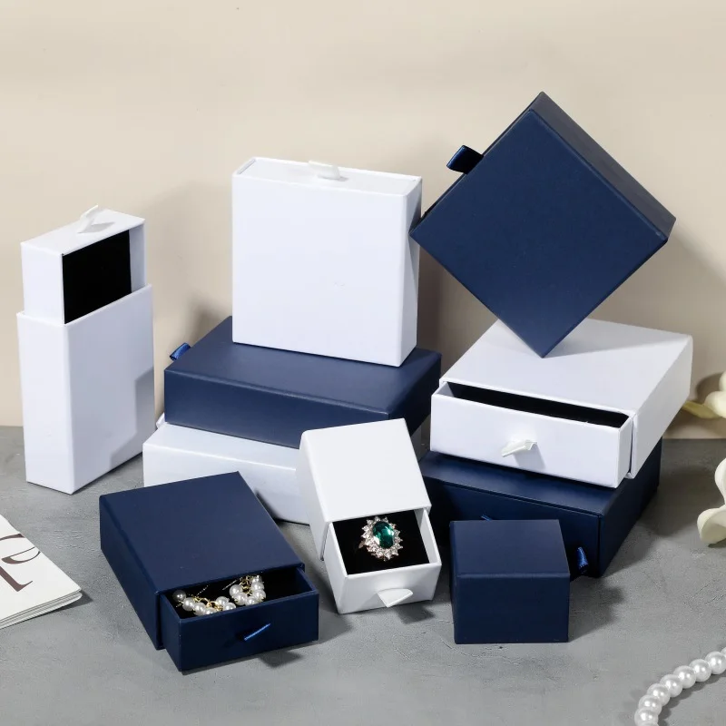 Wholesale 100pcs/lot Custom Logo Paper Jewelry Box Gift Packaging Box Printed Logo Earring Necklace Bracelet Box