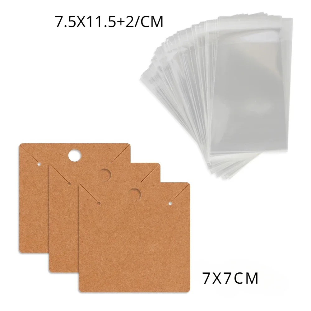 50/100pc 7x7cm Paper Cardboard Necklaces Display Card for Earrings Wholesale Jewelry Packaging Business Hangable Bags Supplier