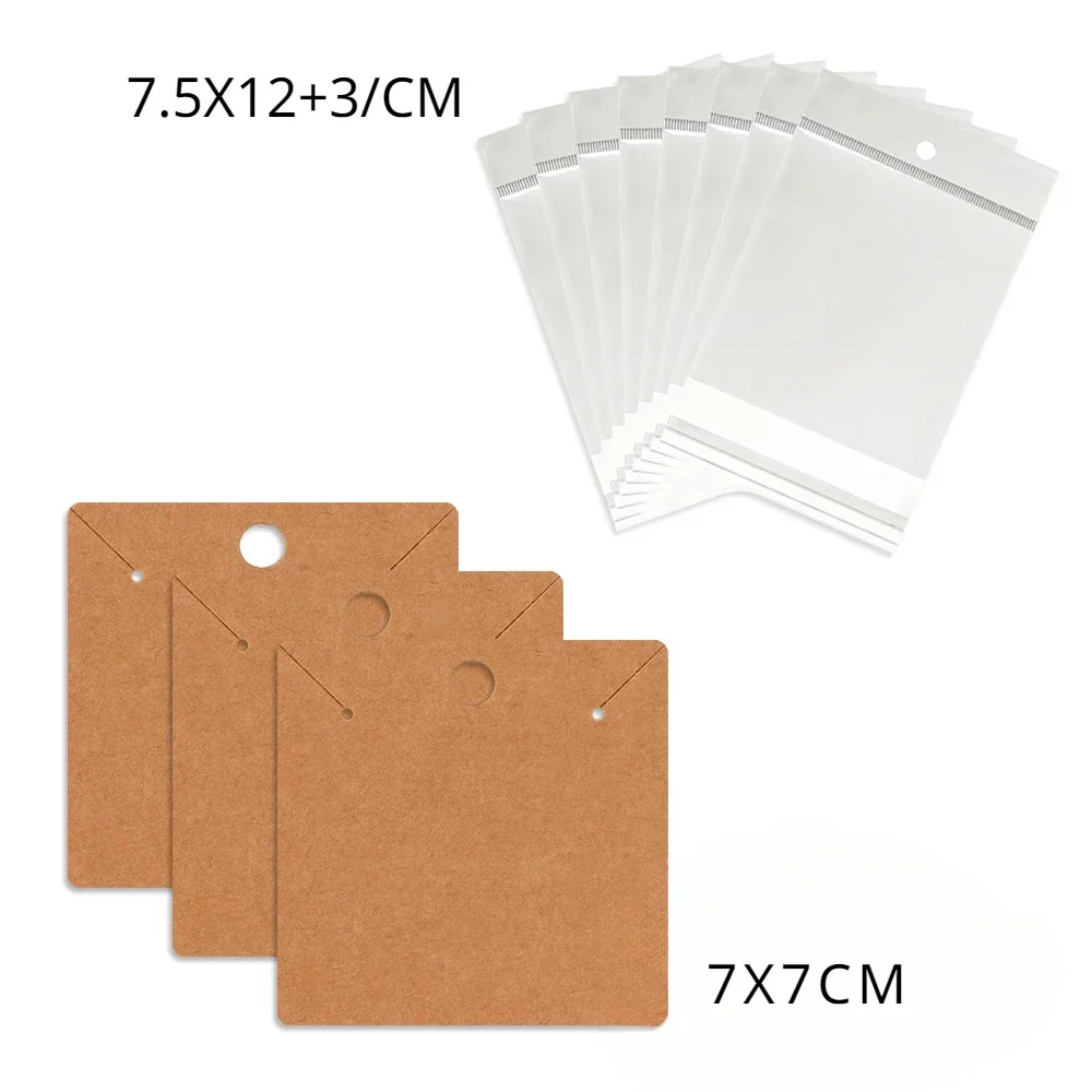 50/100pc 7x7cm Paper Cardboard Necklaces Display Card for Earrings Wholesale Jewelry Packaging Business Hangable Bags Supplier