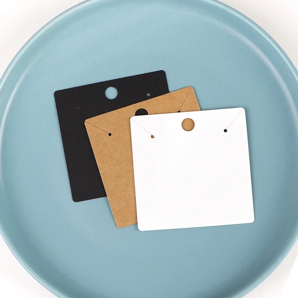 50/100pc 7x7cm Paper Cardboard Necklaces Display Card for Earrings Wholesale Jewelry Packaging Business Hangable Bags Supplier