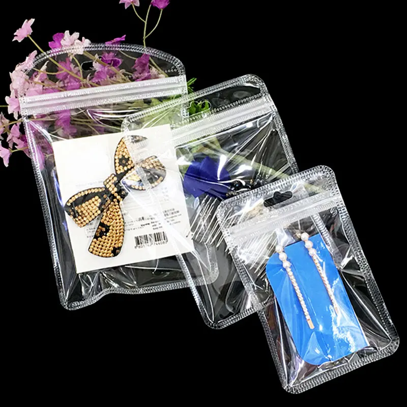 50pcs Transparent Self Sealing Bags Hang Pouch Thicken OPP Bags for DIY Jewelry Retail Display Packaging Storage Ziplock Bag