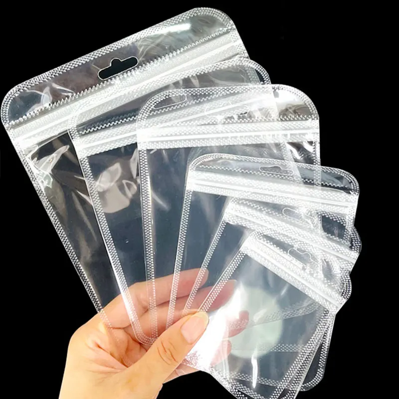 50pcs Transparent Self Sealing Bags Hang Pouch Thicken OPP Bags for DIY Jewelry Retail Display Packaging Storage Ziplock Bag