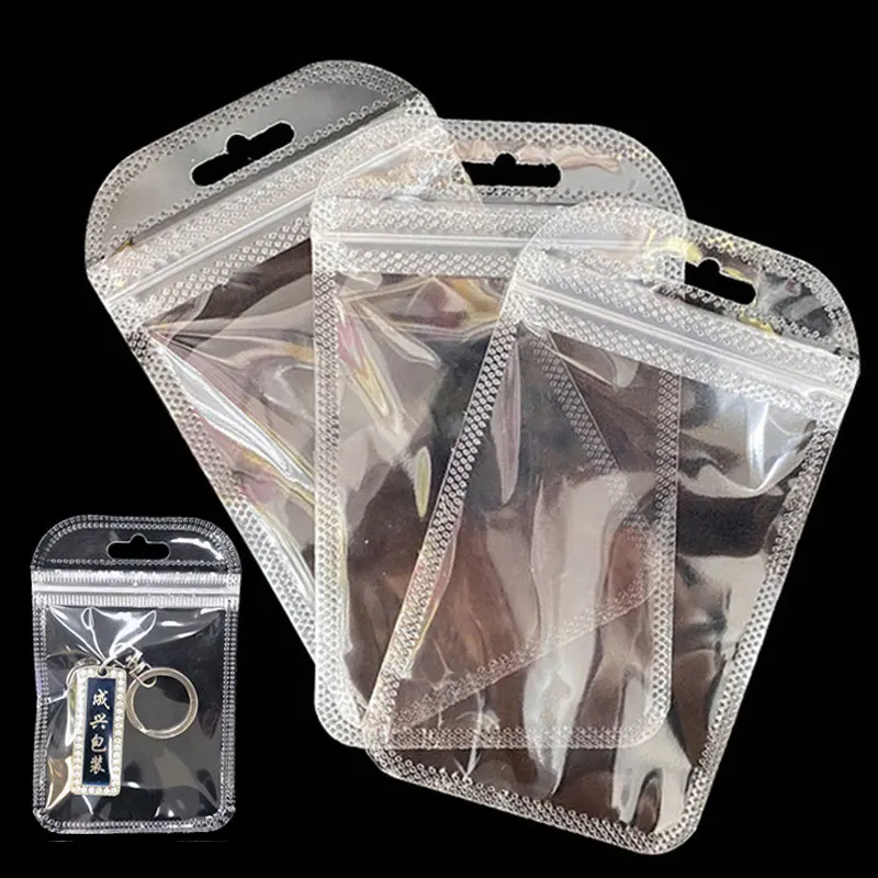 50pcs Transparent Self Sealing Bags Hang Pouch Thicken OPP Bags for DIY Jewelry Retail Display Packaging Storage Ziplock Bag