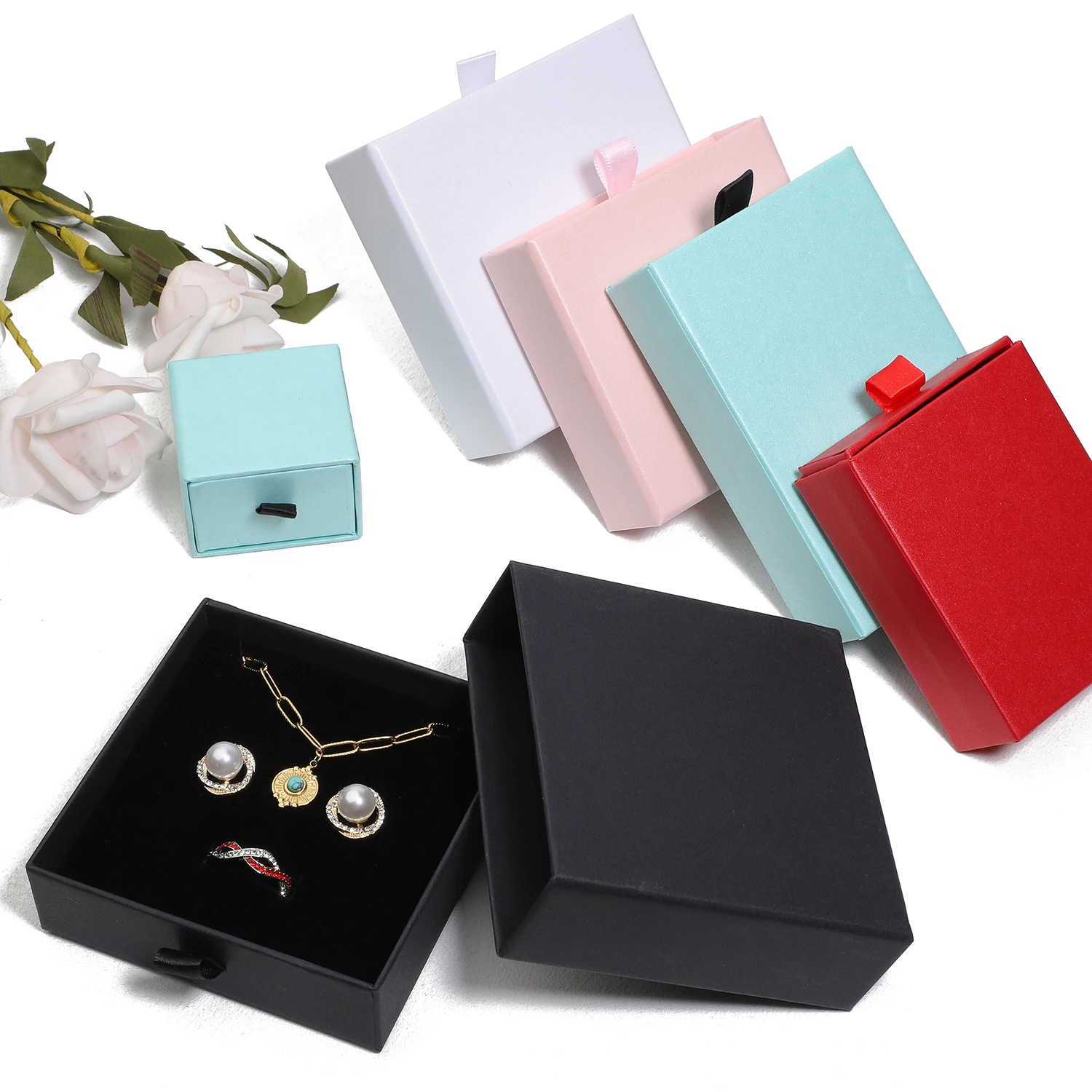 1pcs Paper Drawer Jewelry Packaging Box For Necklace Bracelet Earrings Jewelry Storage Display Gift Boxes Case Wholesale