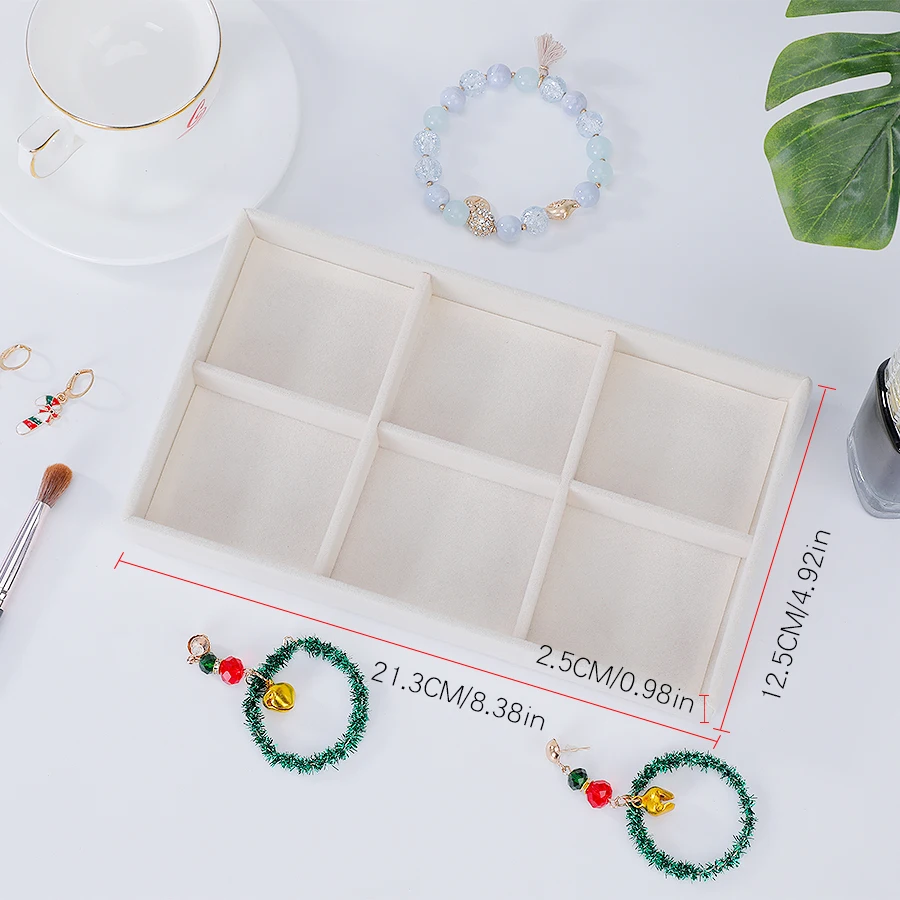 Jewelry Organizer Velvet Jewelry Storage Tray Display Ring Bracelet Necklace Storage Box Showcase Drawer Organizer Trays Beige