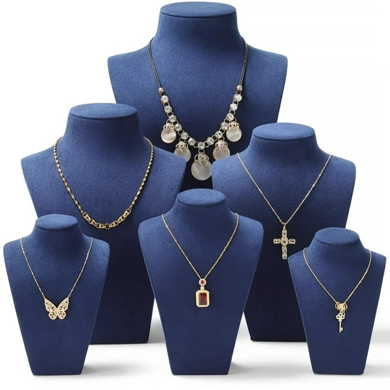 Jewelry Display Stand Necklace Holder Mannequin Bust for Boutique Window Showcase Blue Pendant Showing Rack