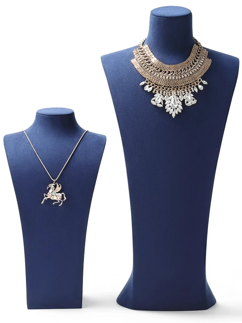 Jewelry Display Stand Necklace Holder Mannequin Bust for Boutique Window Showcase Blue Pendant Showing Rack