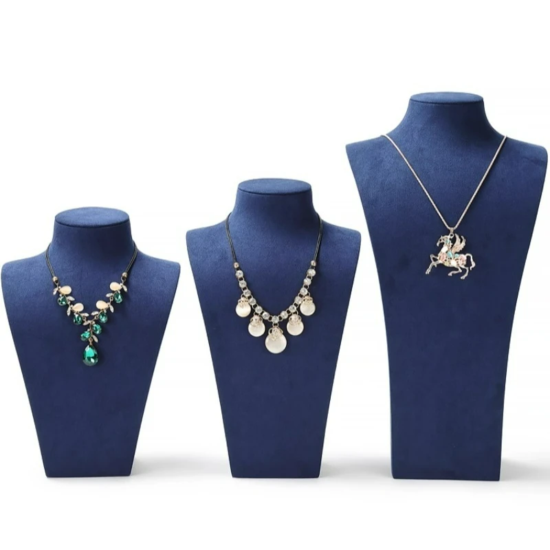 Jewelry Display Stand Necklace Holder Mannequin Bust for Boutique Window Showcase Blue Pendant Showing Rack