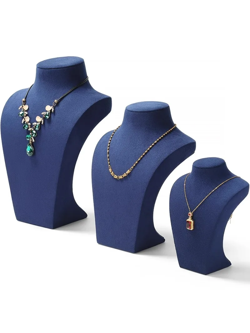 Jewelry Display Stand Necklace Holder Mannequin Bust for Boutique Window Showcase Blue Pendant Showing Rack