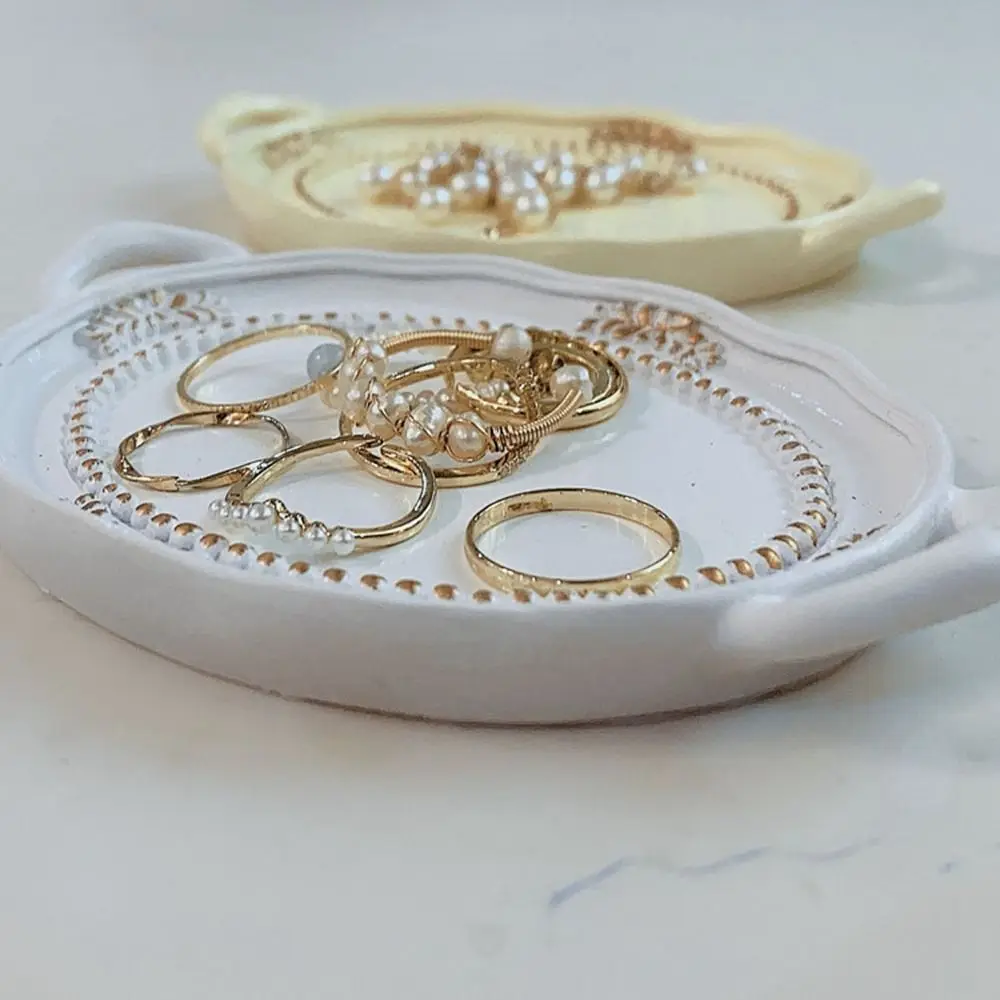 New Nordic Decorative Jewelry Plate Retro Earrings Storage Tray Mini resin Jewelry Dish Necklace Earrings Jewelry Display Tray