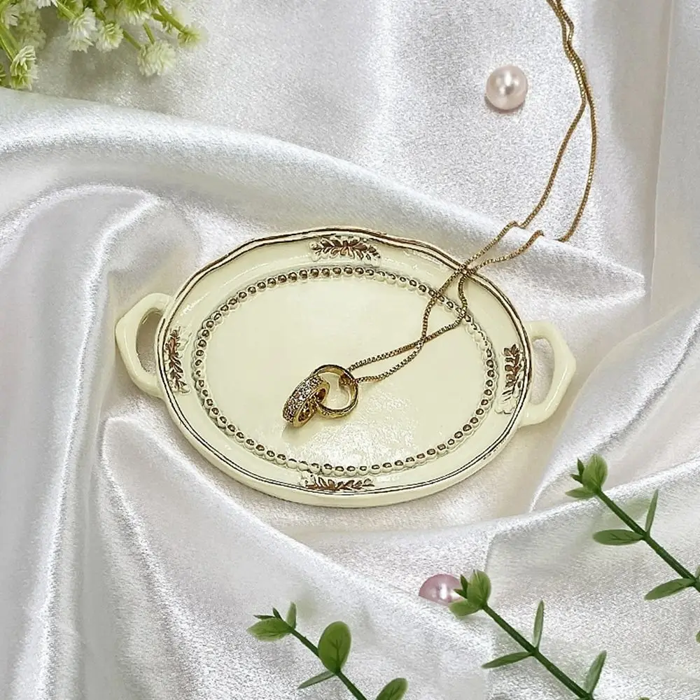 New Nordic Decorative Jewelry Plate Retro Earrings Storage Tray Mini resin Jewelry Dish Necklace Earrings Jewelry Display Tray