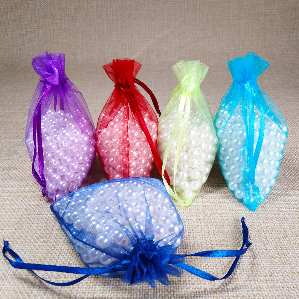 100pcs/lot 10x15 11x16 13x18 15x20cm Drawable Organza Bag Wedding Christmas Gift Bags Jewelry Packaging Organza Bags & Pouches
