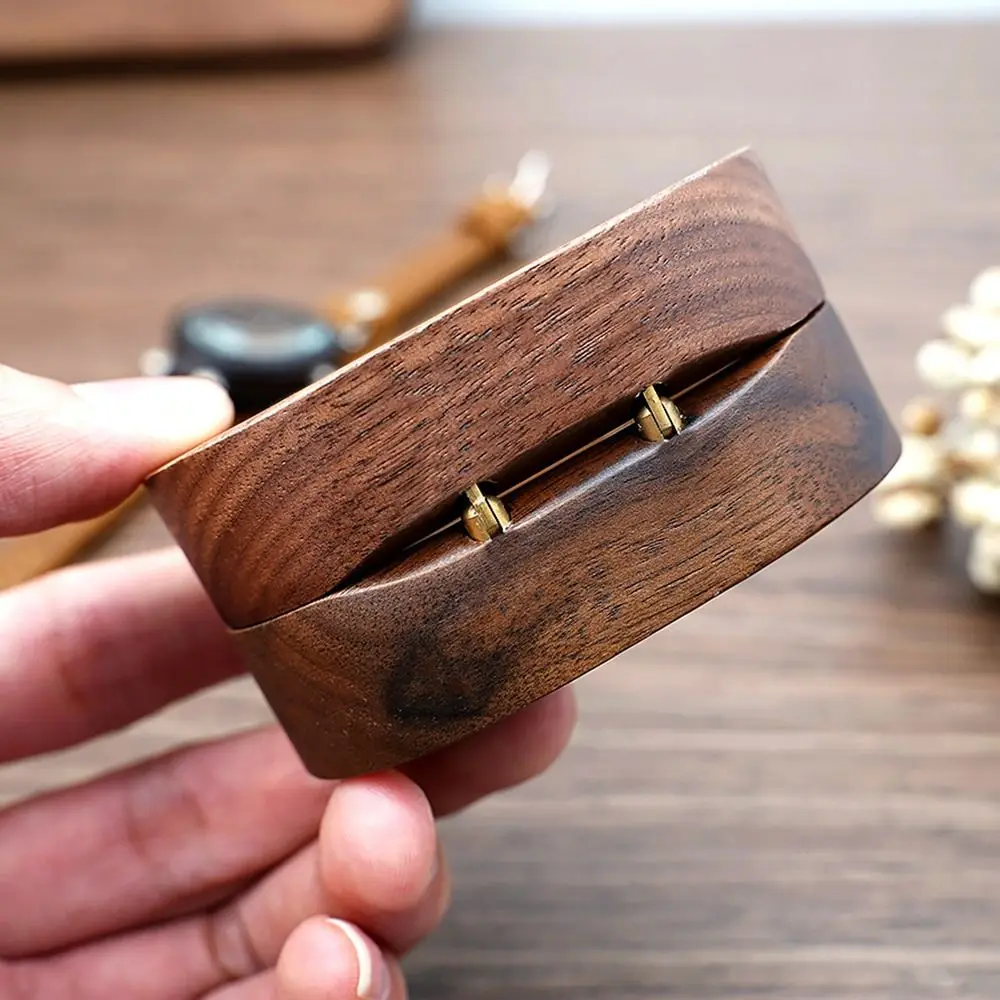 1Pcs Oval Wooden Retro Jewelry Box Lover Ring Display Box Engagement Wedding Couples Ring Storage Holder Love Gift Earrings Case