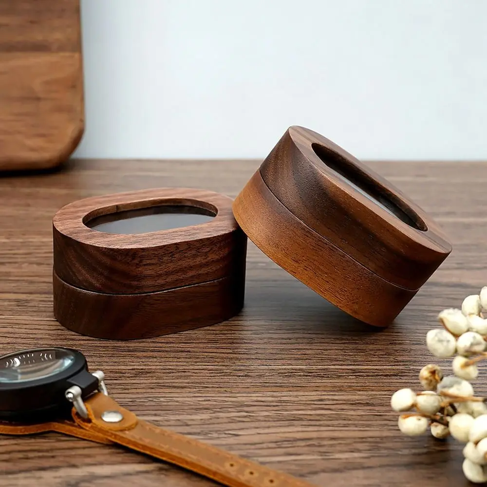 1Pcs Oval Wooden Retro Jewelry Box Lover Ring Display Box Engagement Wedding Couples Ring Storage Holder Love Gift Earrings Case