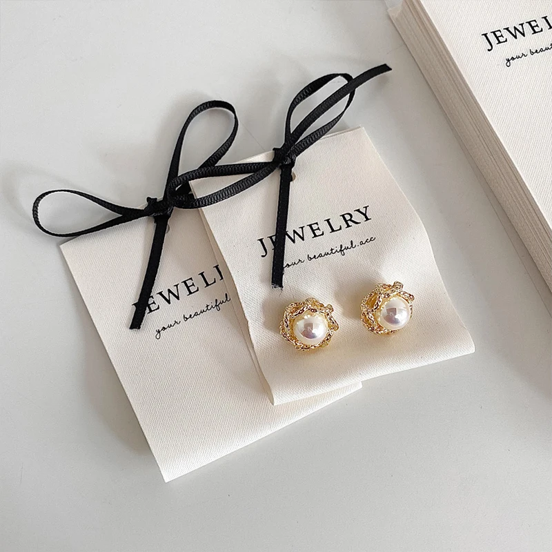 10pcs Luxury Jewelry Packaging Card Label Tag Bow Fabric DIY Handmade Earring Necklace Bracelet Package Display Small Bussiness