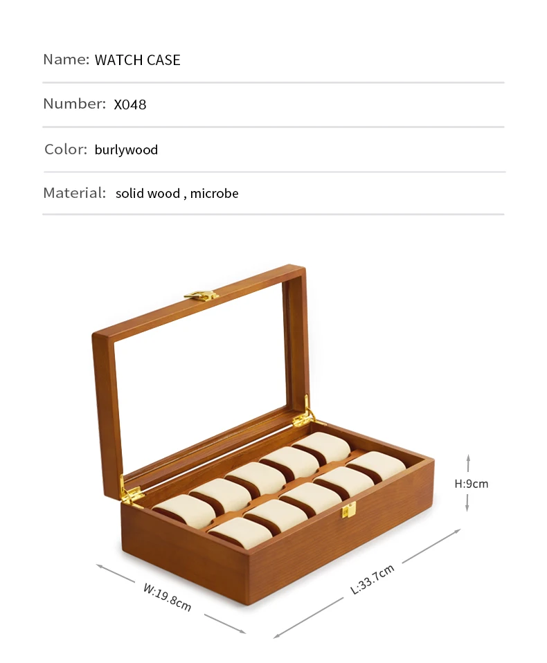 Oirlv Wood Jewelry Organizer Box 6/10 Grids Solid Watch Holder Storage Case Watch Display Box For Wooden Watch Box Watch storage