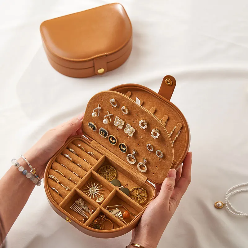1pcs Single Layer Storage Box Ladies Travel Leather Jewelry Box Classic Black Pure White Fashion Brown Storage Box