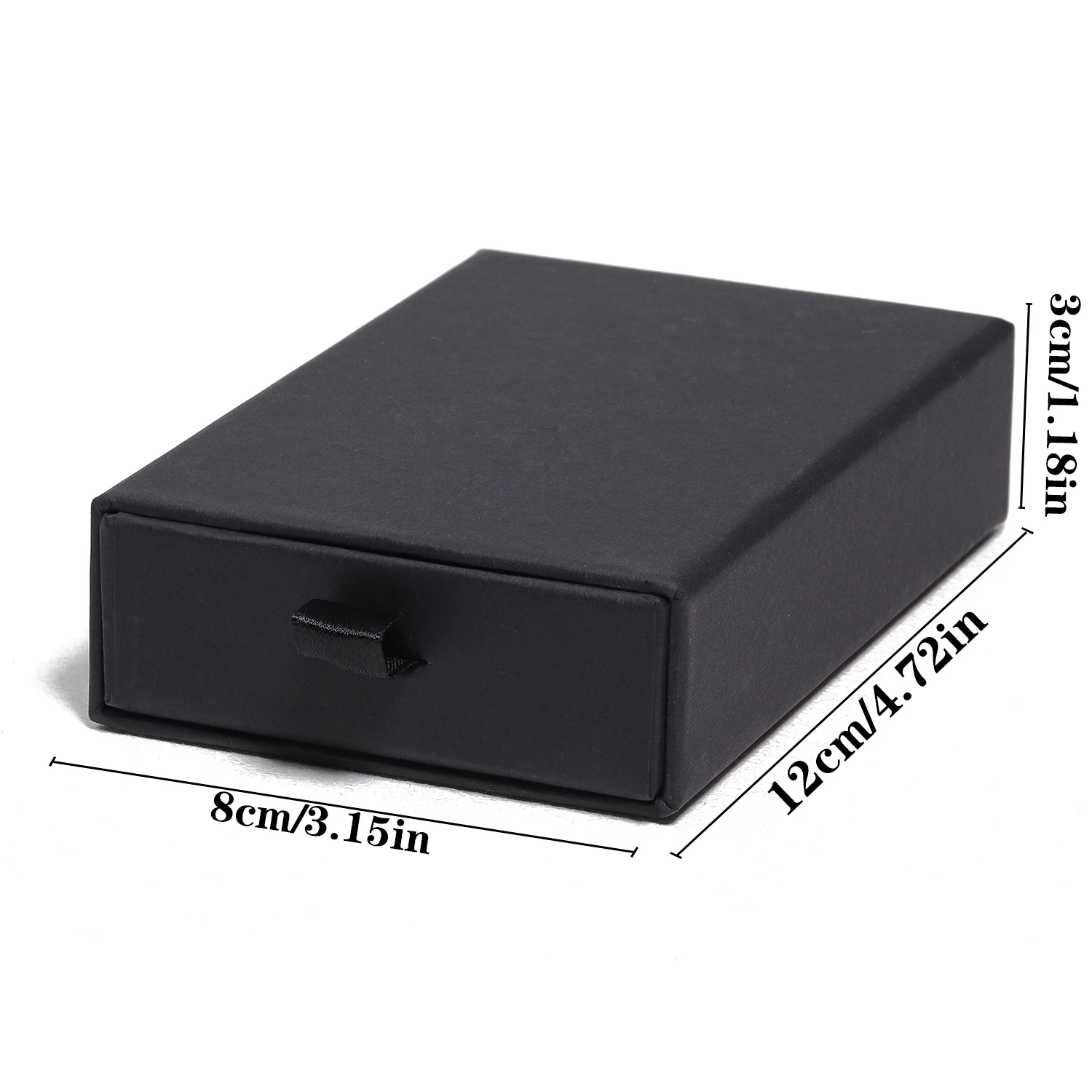 Black Paper Sliding Drawer Jewelry Display Box Necklace Rings Earing Bracelet Storage Packaging Stand With Ribbon Rope Sponge