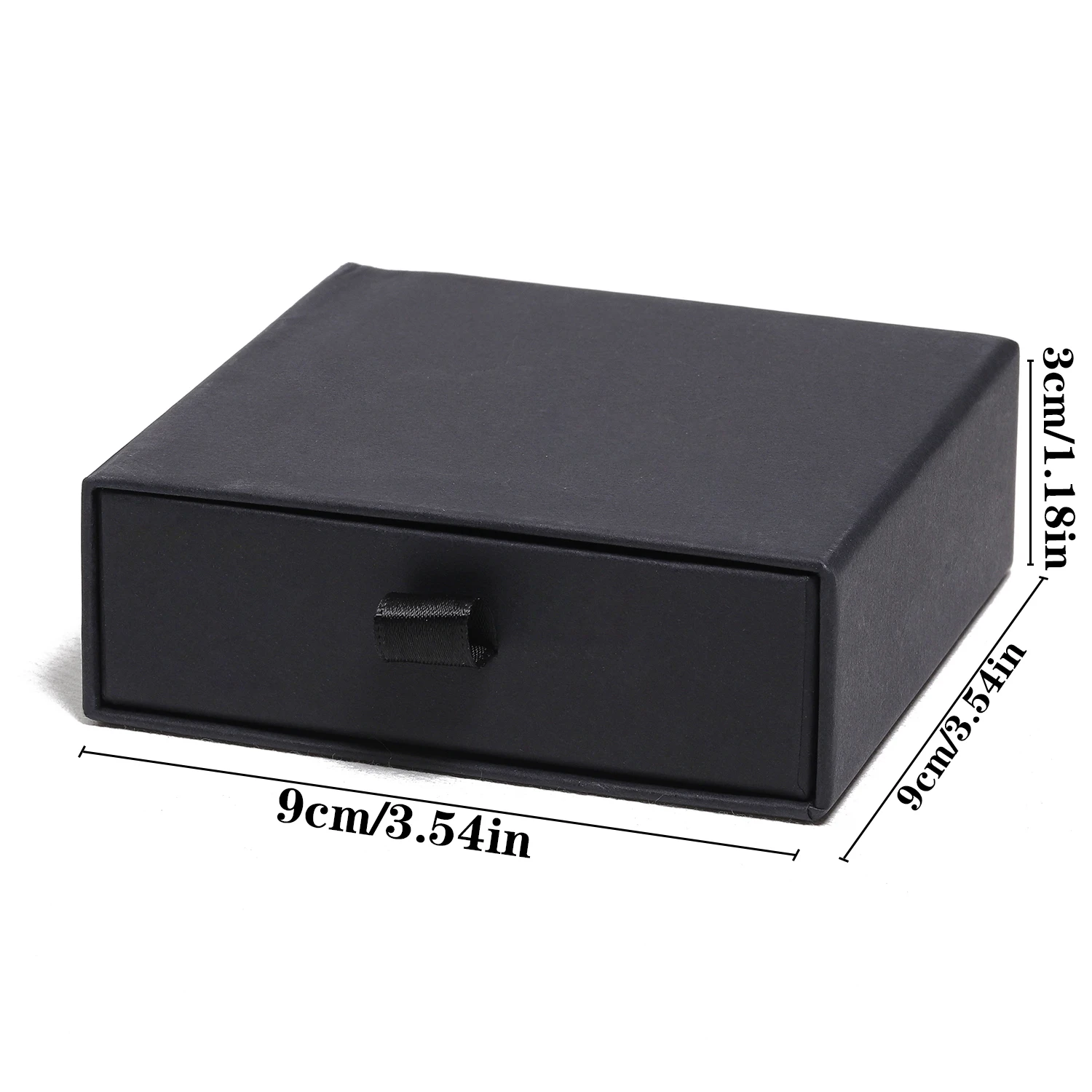 Black Paper Sliding Drawer Jewelry Display Box Necklace Rings Earing Bracelet Storage Packaging Stand With Ribbon Rope Sponge